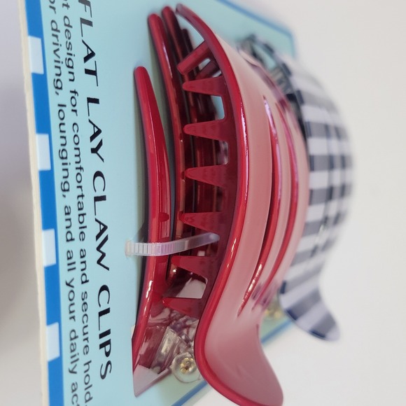 Piper K Nautical Crochet Hair Bandana and Flat Lay Claw Clips Set Blue Red White main image 4